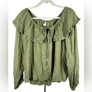 Promesa NWT  Prairie Collar‎ Green Button Front size Small NWT Feminine Girlie